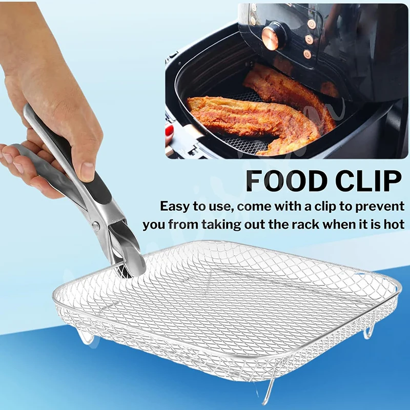3-Tier Stackable Baking & Grill Rack for Air Fryers - 8 Square Accessory
