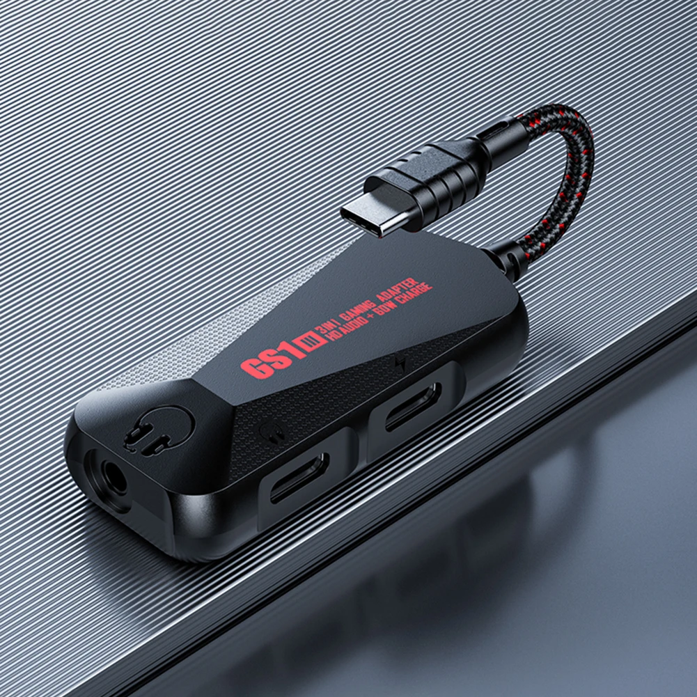 3-in-1 게임용 사운드 카드 Type-C  3.5mm 전화 사운드 카드 어댑터 60W 나일론 휴대용 24Bit 96Hz 고해상도 액세서리