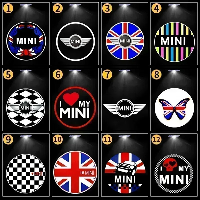 BMW 미니 쿠퍼 원 S JCW R56 R55 R53 F55 F56 R57 R60 차량용 도어 웰컴 램프 HD LED 레이저 프로젝터 라이트 액세서리 2개