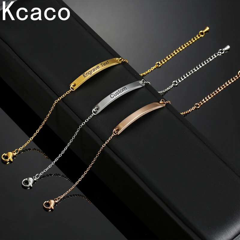 

Stainless Steel Engrave Name Bracelet for Women Customized Logo ID Adjustable Hand Chain Personalized Bangle for Girl Gifts