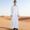 Mens Muslim Clothing Thoub Thobe Jubba Robe Saudi Arab Long Sleeve Plus Size Kaftan Loose Maxi Dress Abaya Caftan Robes S-3XL