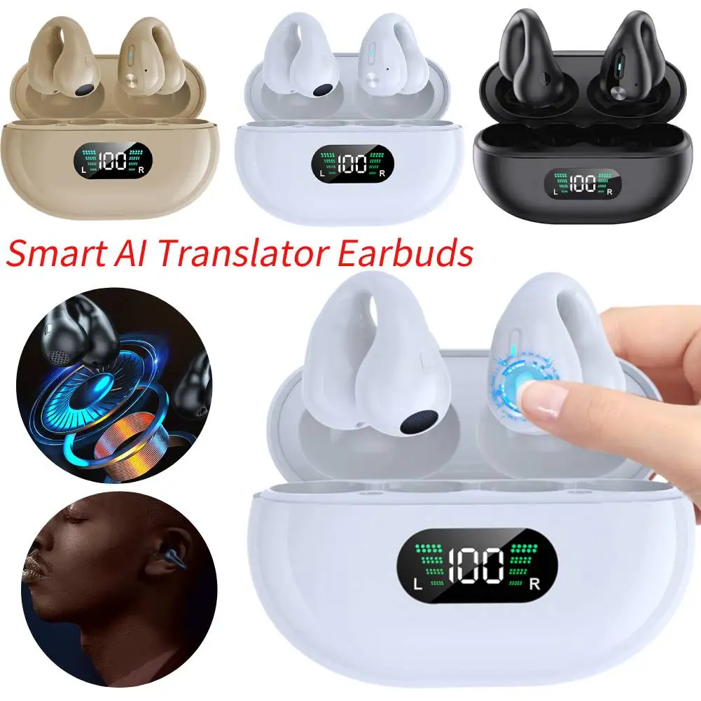 YYK-Q80 Smart AI Language Translation Earbuds 144 Languages Noise Cancelling Wireless BT Headset Instant Translator Earphones