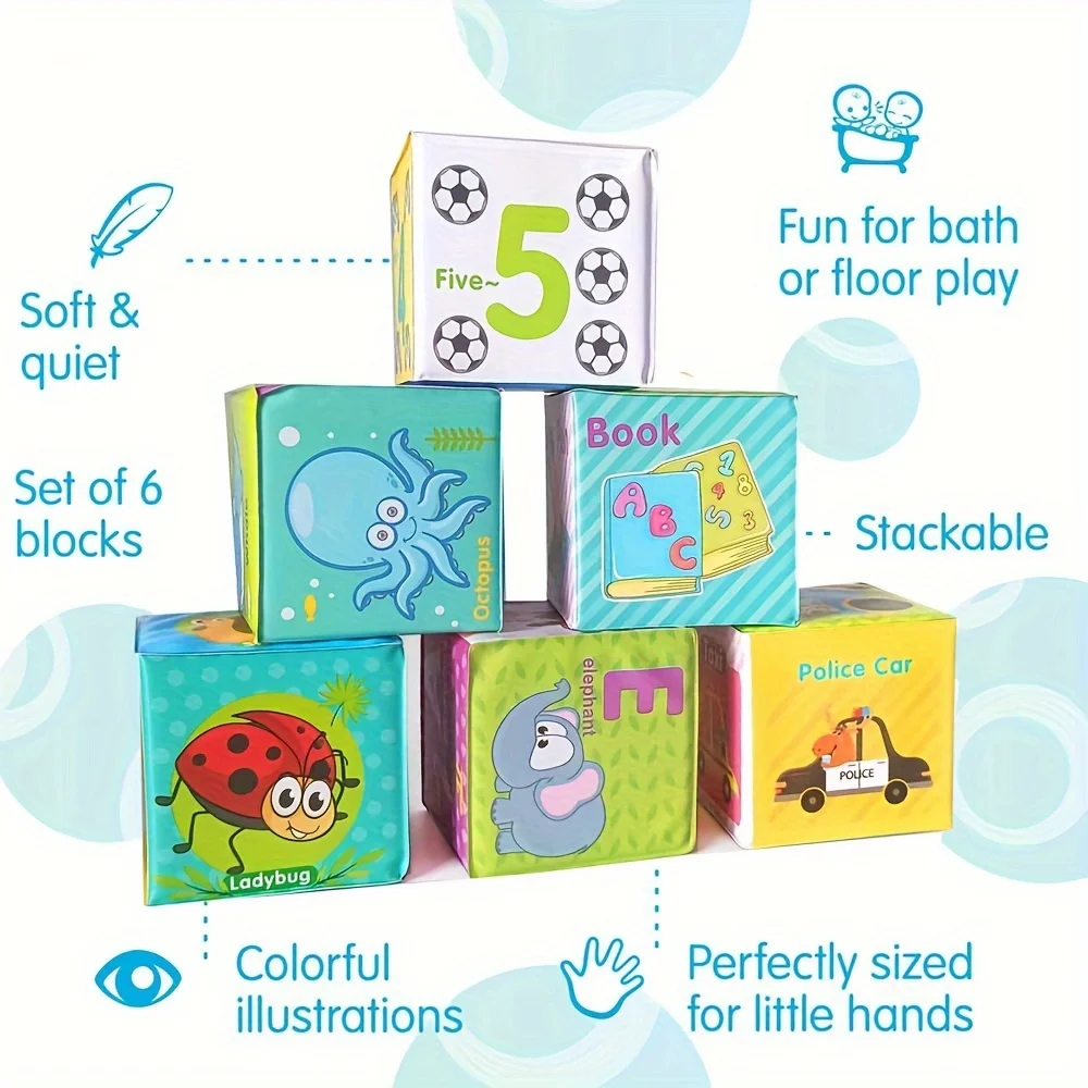 Early Learning Stacking Toys 4/6pcs EVA Leather Soft Blocks Interactive Game