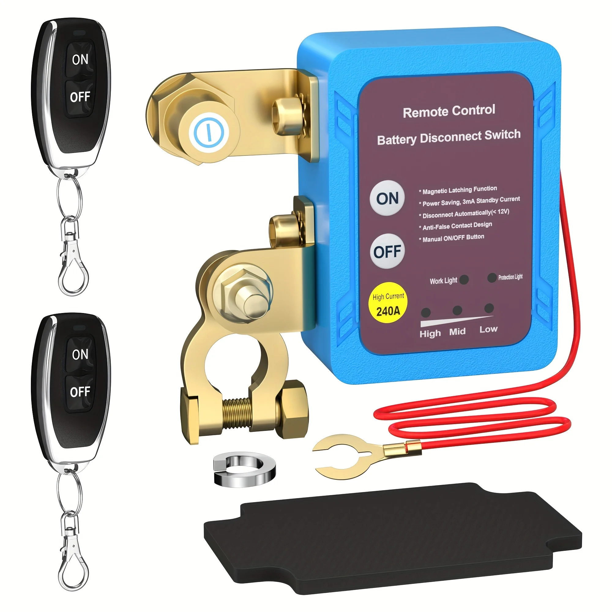 12V 240A Remote Battery Disconnect Switch Kill Switch Automatic Power Shut Off Switch Remote Control Switch For Auto