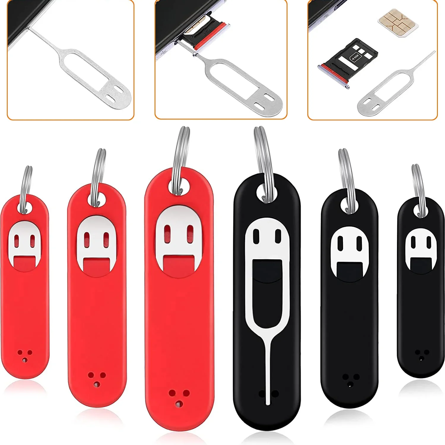 5-1 Pz Sim Card Removal Ago Pin E Anti-Perso Vassoio Charm Portachiavi Anelli Divisi Telefono Sim Card Storage Case Ejecter Tool Needles