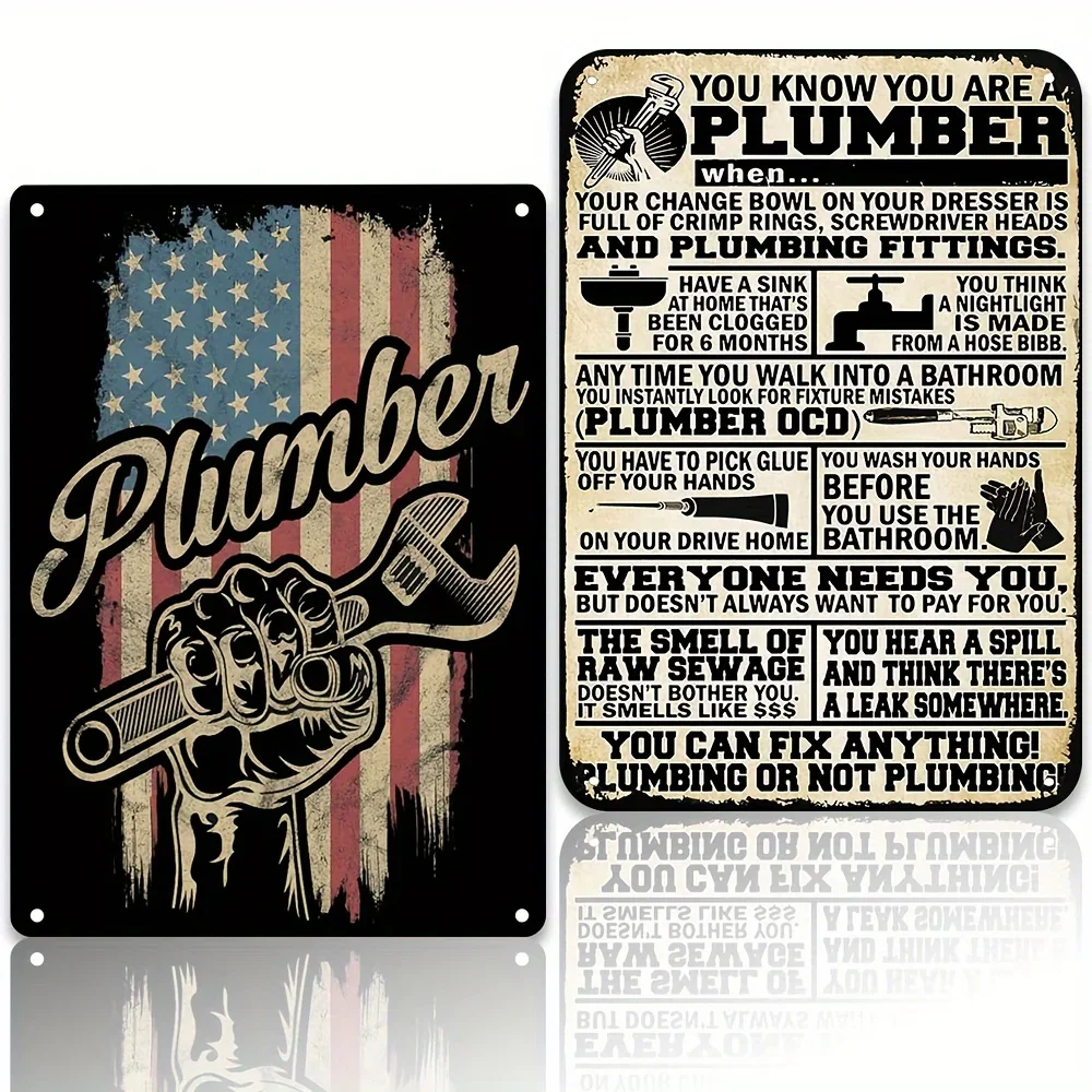 

Plumber Vintage Metal Tin Sign You Know You Are A Plumber Funny Poster Patriotic Plumber Poster for Home Wall Decor Plaque Sign