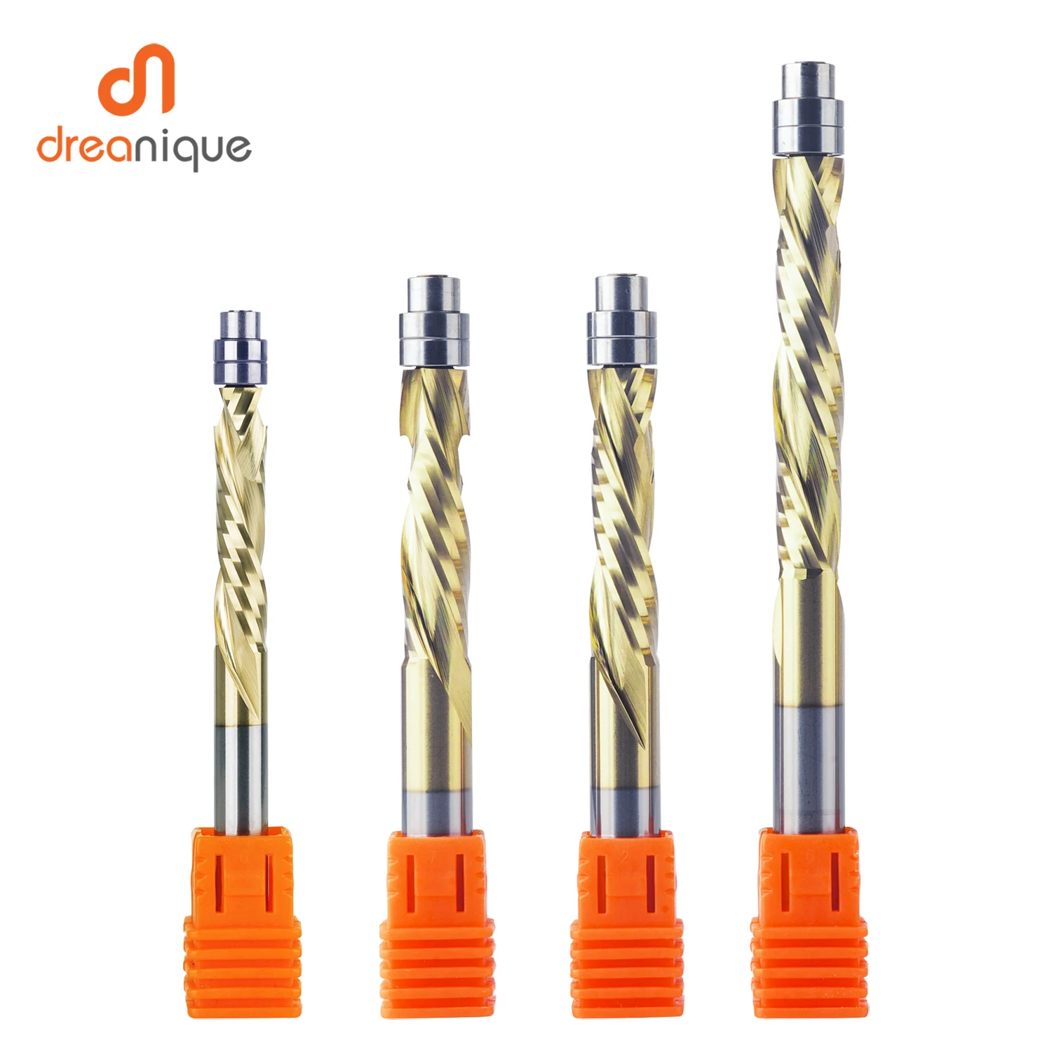 Dreanique 1pc 6MM 6,35MM 8MM Vhm Lager Geführte Kompression Fräser Spirale Flush Trim Holzbearbeitung trimmer Bit