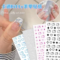 1sheet Japanese nail sticker HelloKitty Cat Head Heart cartoon cute nail decal with adhesive ornament Back Glue Manicure Sticker 1