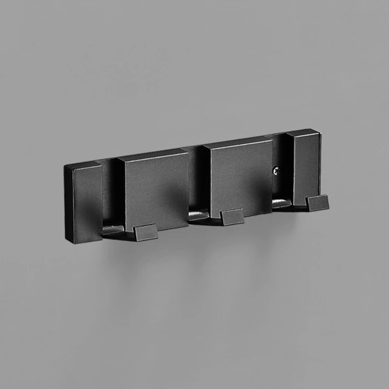 Description Picture 6 of itemBlack Folding Robe Hooks Towel Hanger Nail Free Installation Wall Rack Hooks Coat Clothes Holder For Bathroom Kitchen 3 Hook NEW