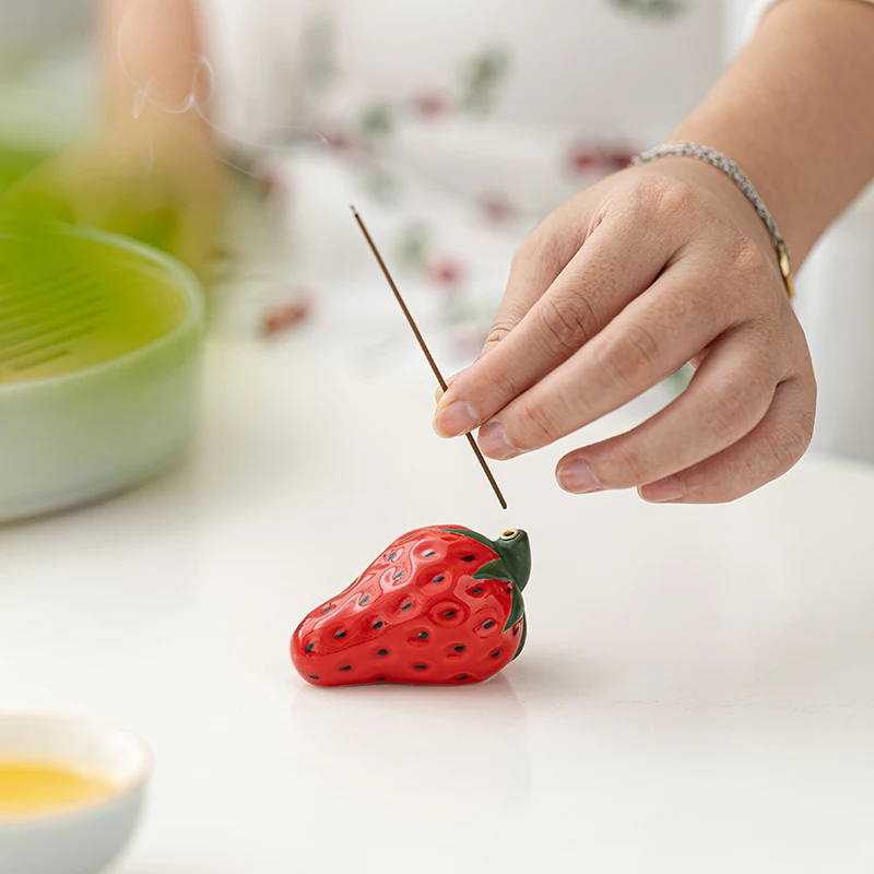Description Picture 4 of itemCeramic Strawberry Incense Holder Incense Tray Candle Holder Aromatherapy Diffuser Home Decoration Accessories for Livingroom