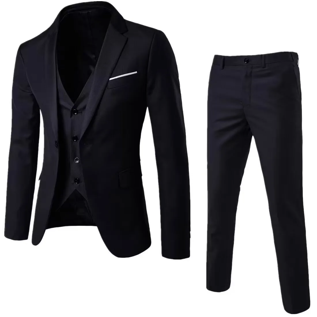 

EHIOE Fashion Men Classic 3piece Set Suit Wedding Grooming Slim Fit Men Suit Jacket Pant Vest Black Gray Blue Burgundy Plus Szie