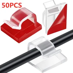 Premium Cable Organizer Clips - Cord Management Adhesive Hooks (50PCS - Transparent)