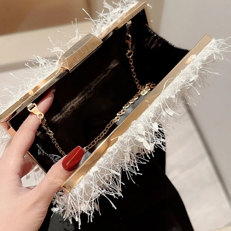 Women's Evening Bag Winter Dinner Handbag with Removable Chain Shoulder Bag
