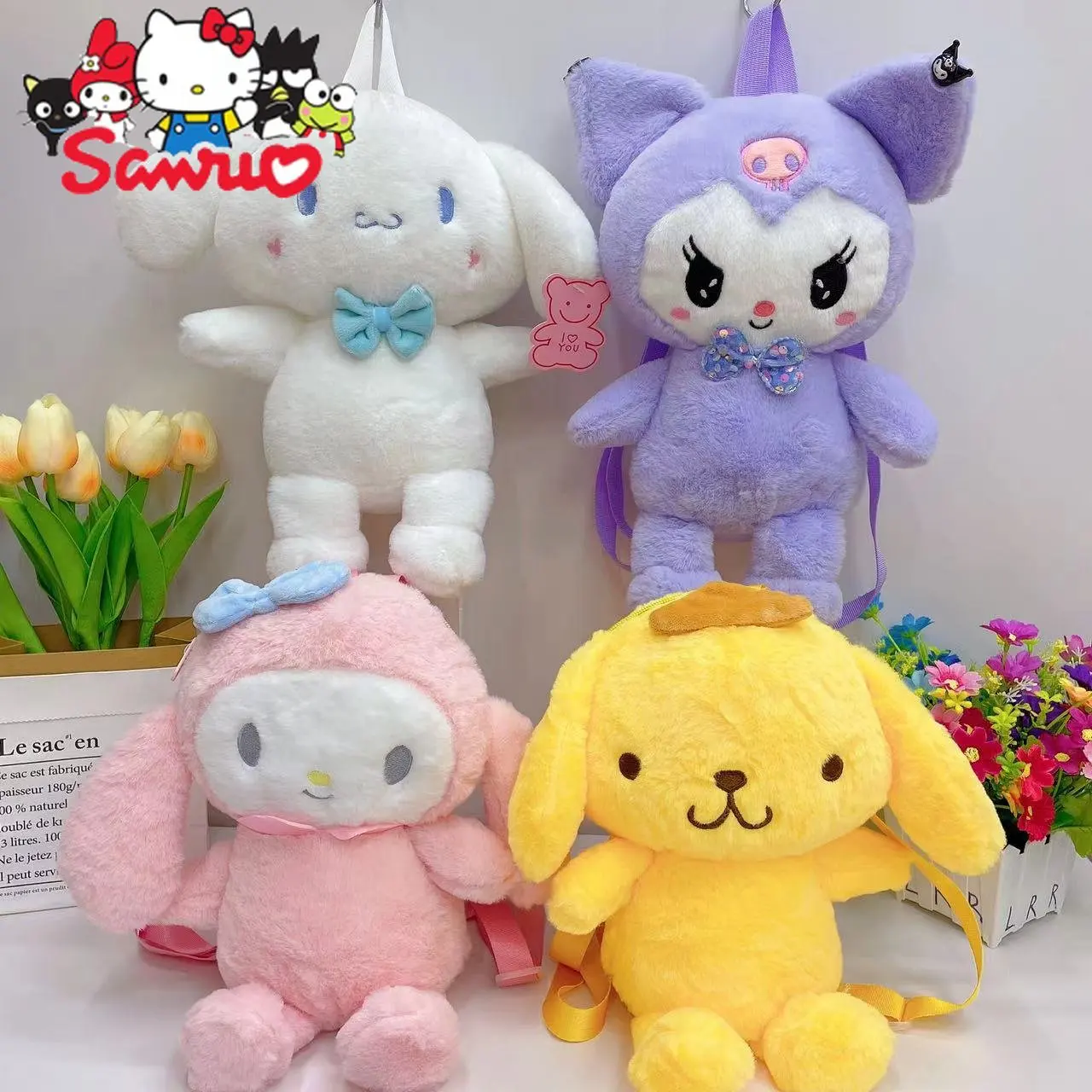 

Sanrio Kuromi Melody Cinnamoroll понравико мультяшный рюкзак плюшевая игрушка японская 10-дюймовая кукла мультяшный кросс-боди мягкий для детей