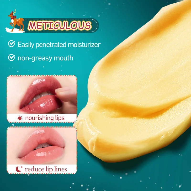 SADOER Christmas Honey Lip Balm Cherry Avocado Brightening Lips Balm Moisturizing Anti Cracking Hydrating Repair Lipstick
