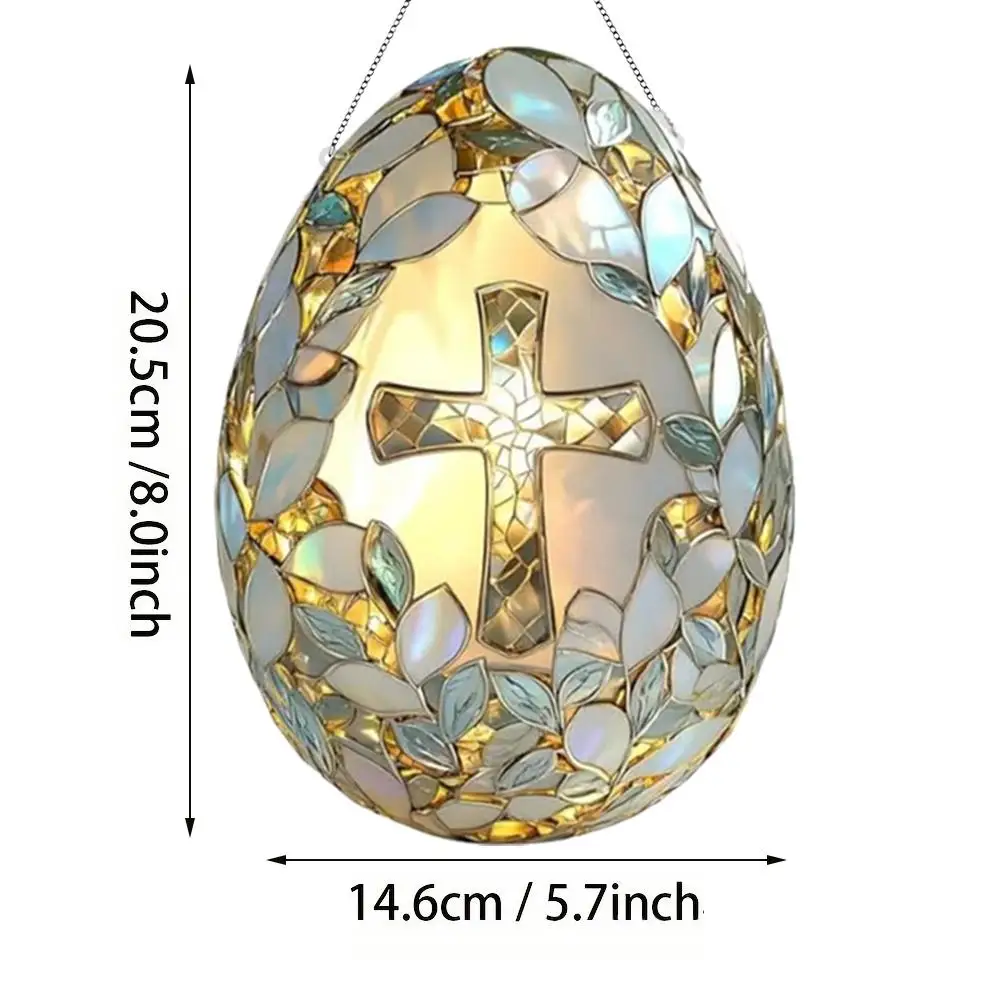 Easter Cross Egg Suncatcher Wall Hangable Colored Decor Window Decor Hangable Art For Indoor Outdoor