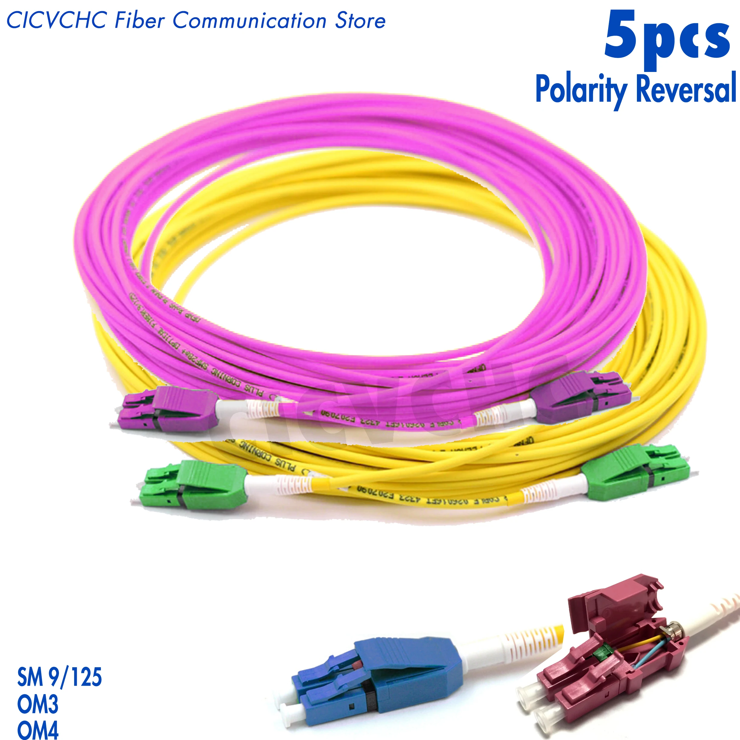 5pcs LC Switchable Uniboot Cable, SM 9/125, MM OM3, OM4, APC, UPC, Polarity Reversal, Optical Fiber Patchcord, Duplex, Zipcord 5pcs lc switchable uniboot cable sm 9 125 mm om3 om4 apc upc polarity reversal optical fiber patchcord duplex zipcord