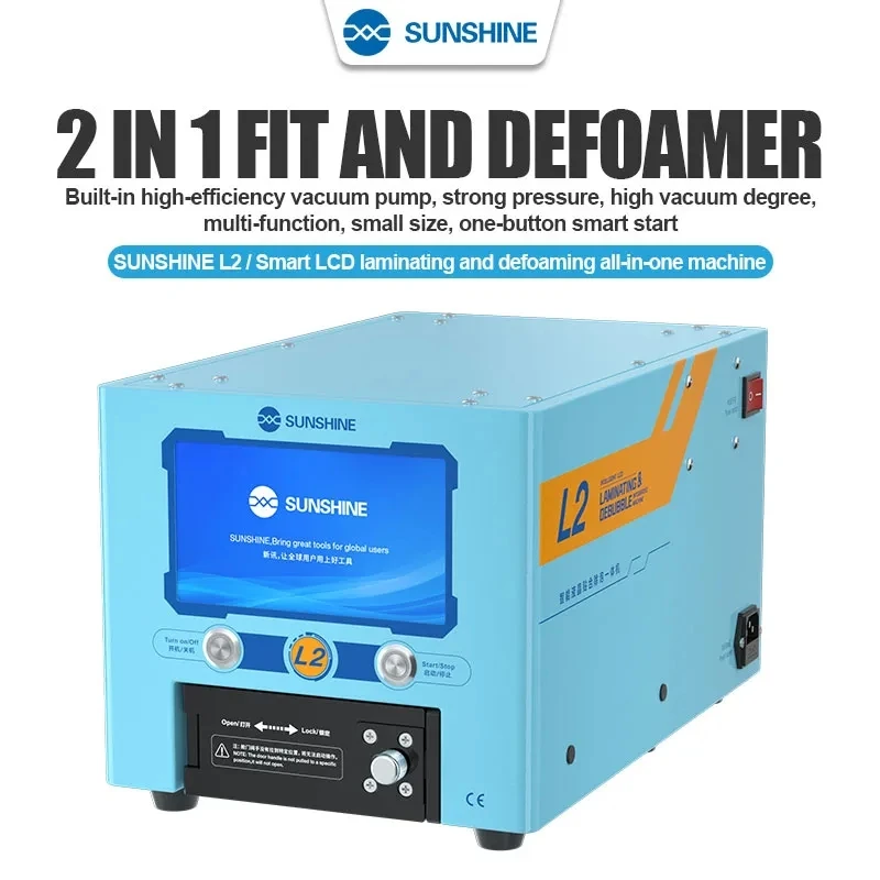 

SUNSHINE L2 Smart LCD Laminating and Defoaming 2 in 1 Machine for Curved Flat Straight Touch Screen Phone Size Below 7 Inches