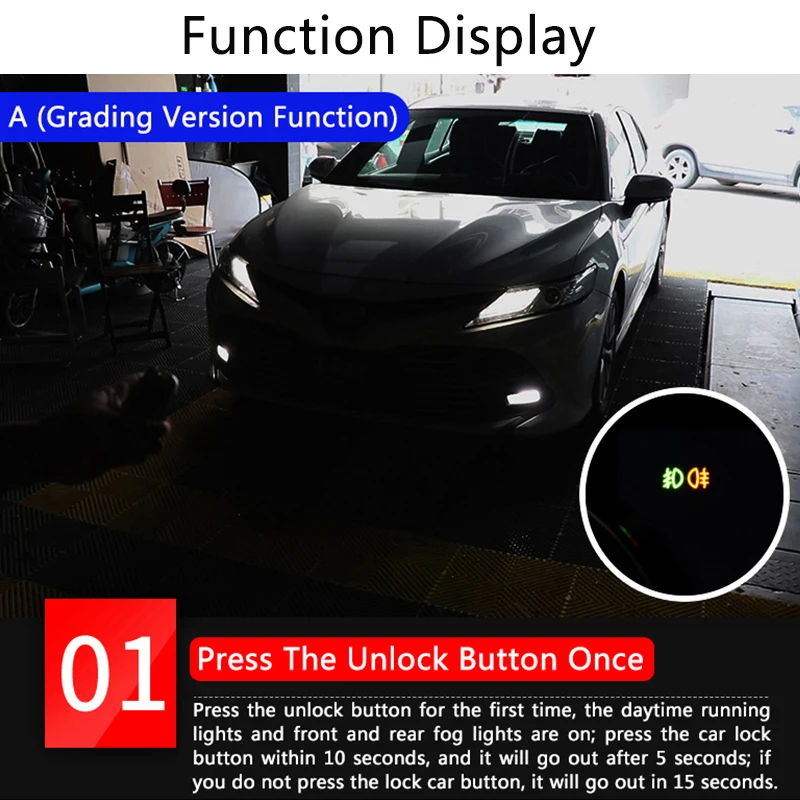 Car Light Bulb Car Headlight Switch Trim QHCP Car Headlight Delay Module OBD Plug Fog Light Daytime Running Light Delay Modification For Toyota Camry