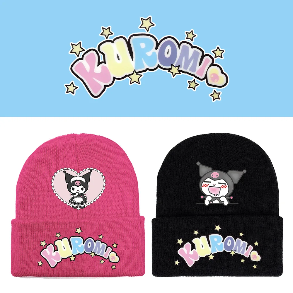 

Kuromi Peripheral Korean Version Japanese Men and Women Baotou Hat Spring and Autumn Simple Color Warm Wool Cold Hat