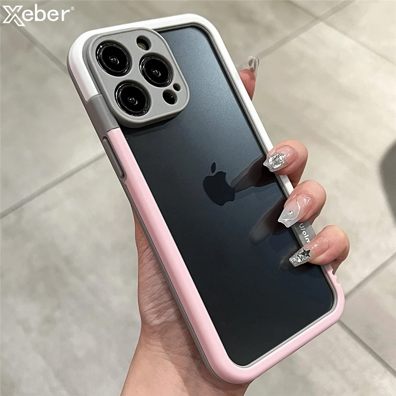 Luxury Liquid Silicone Shockproof Phone Case with Contrast Color Soft Border and Bumper Frame