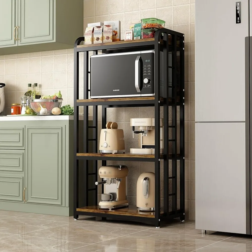 

4-уровневый кухонный стеллаж для выпечки с вращающимися колесами, тележка для микроволновой печи, подставка для кухни, бесплатная доставка