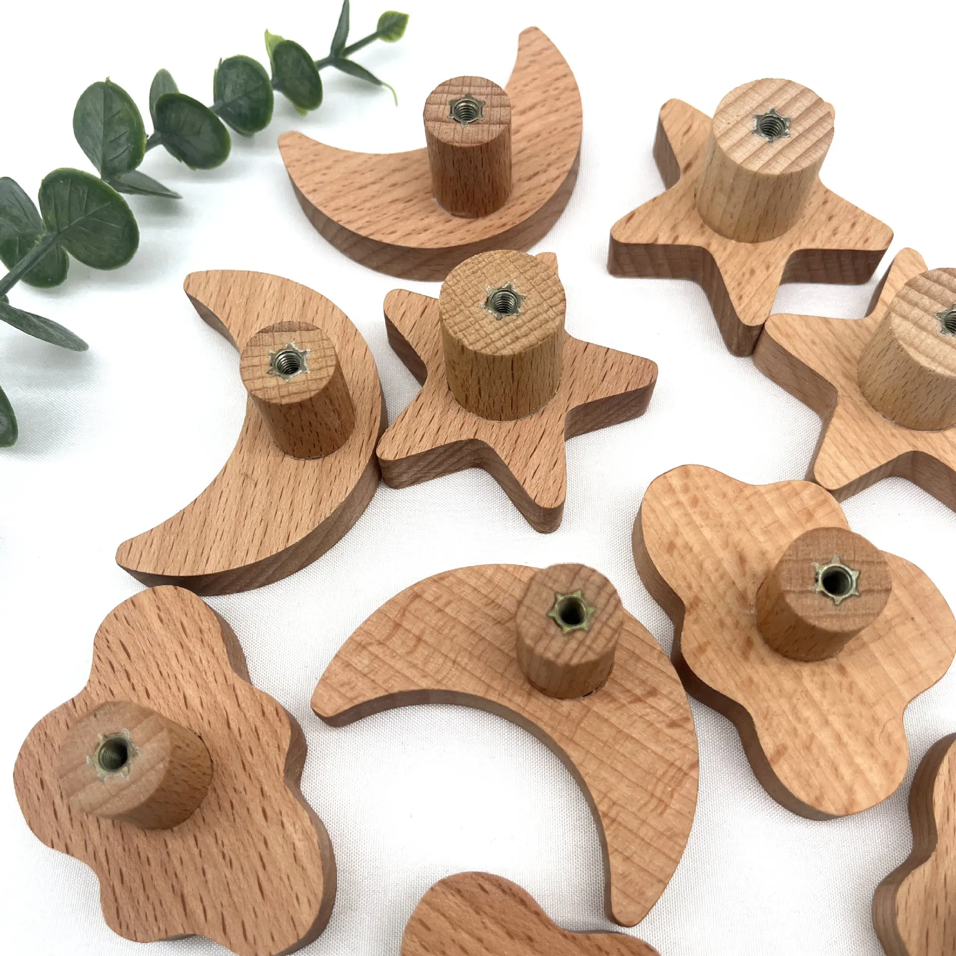 

Набор из 3 вешалки для хранения в скандинавском стиле со звездами и луной, крючок из Букового дерева для одежды и шляп, вход в дом