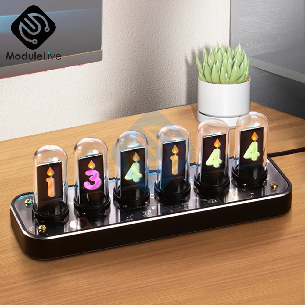 RgbNixieTubeClockPendulumWith6bitIpsScreenDigitalStopwatch