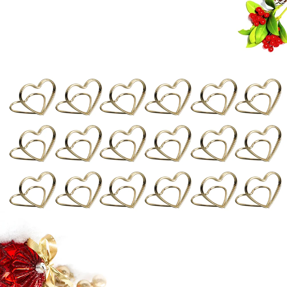 

Metal Memo Holder Table Double Layer Heart Shape Placecard Holder Stand Wedding Banquet Double Heart Ring Message Holder