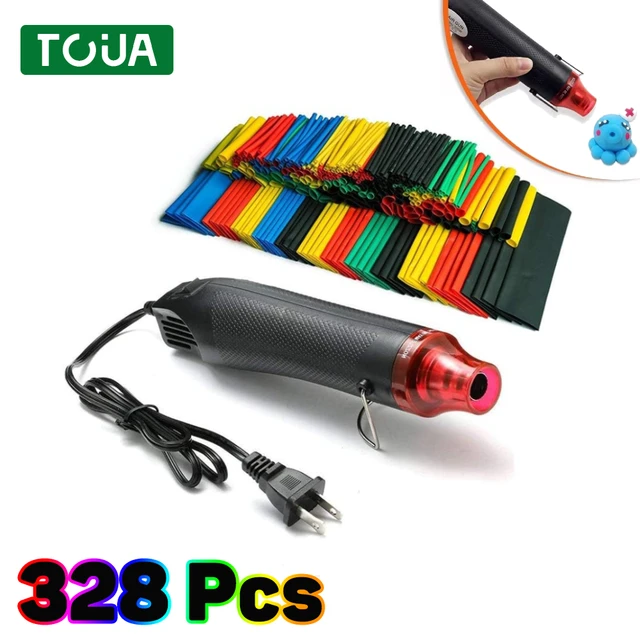 300W Electrical Mini Heat Gun Handheld Hot Air Gun with 300PCS Heat Shrink  Butt for DIY Craft Embossing Shrink Wrapping PVC