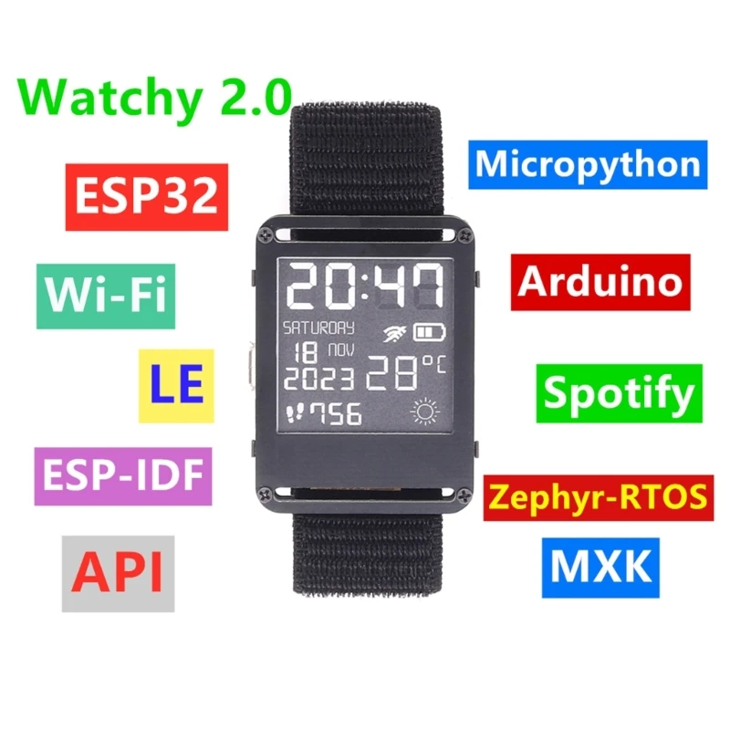 

ESP32 Smartwatch Programmable WatchSupport for Micropython 1.54'' Display Screen