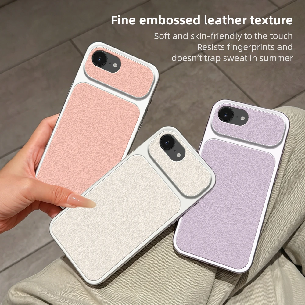 Luxury Leather Matte Back Cover with Lens Protection