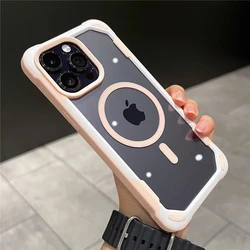 Magsafe Magnetic Shockproof Armor Transparent Acrylic Bumper Cover - iPhone 12 Pro (Pink)