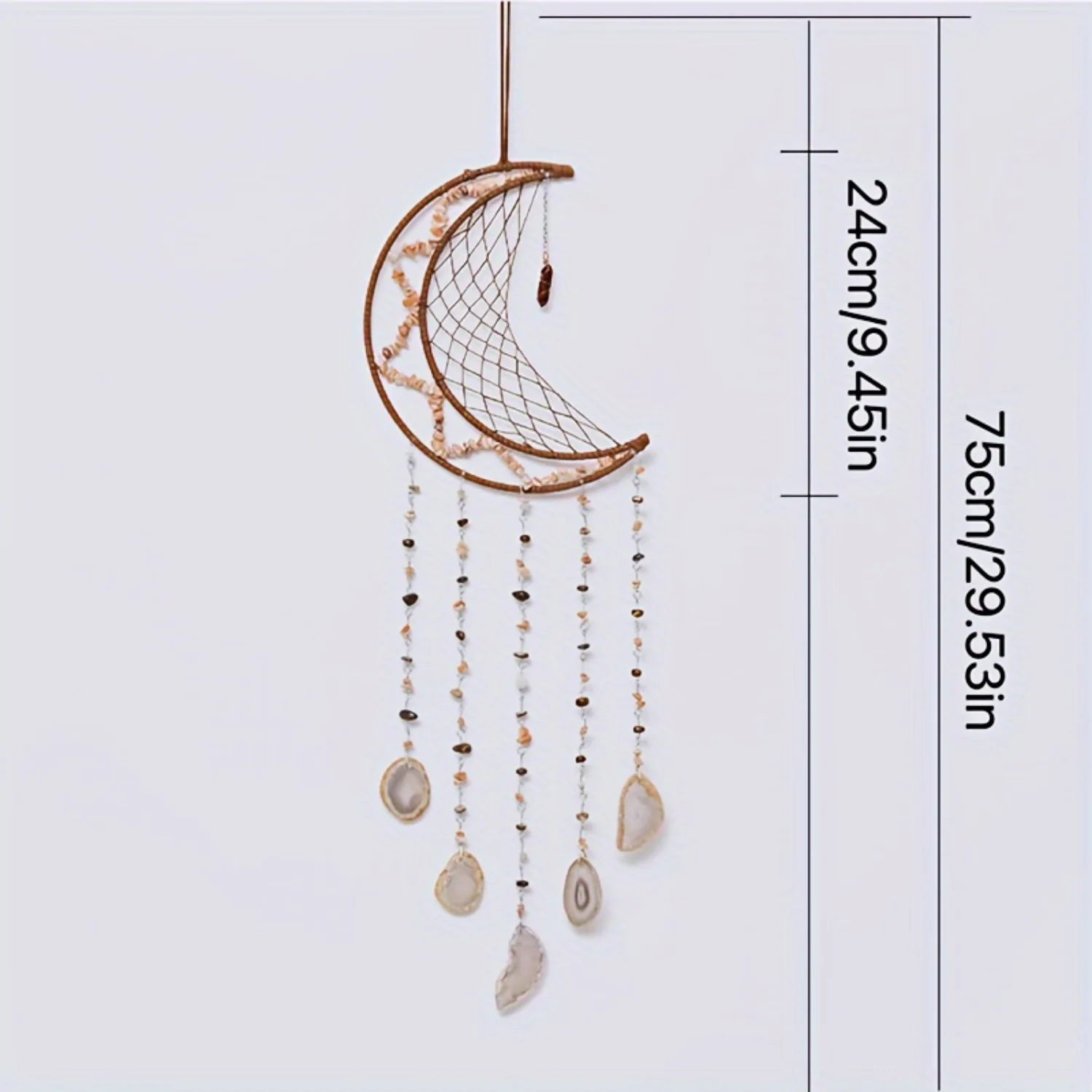 Agate Slice Wind Chime, Crystal Gemstone Hanging Ornament, Contemporary Style Decor-9.45 X 29.53 Inches
