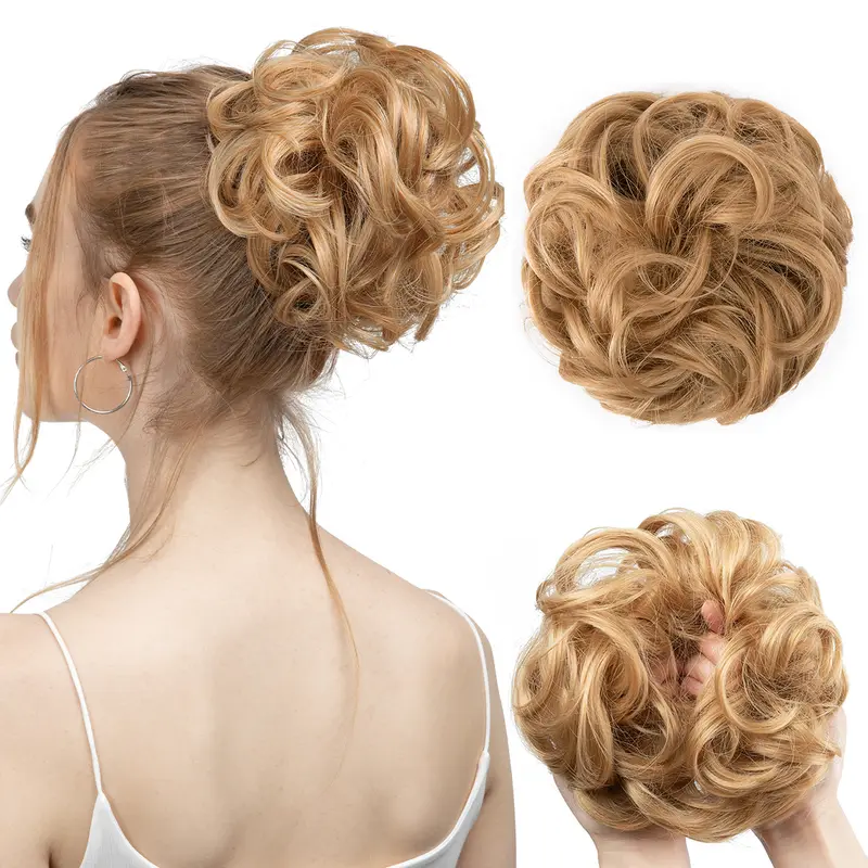 Synthetic Messy Hair Bun Extensions Big Curly Elastic Hair Scrunchies Hairpieces Chignon Donut Updo Hair Pieces for Women - Image 34