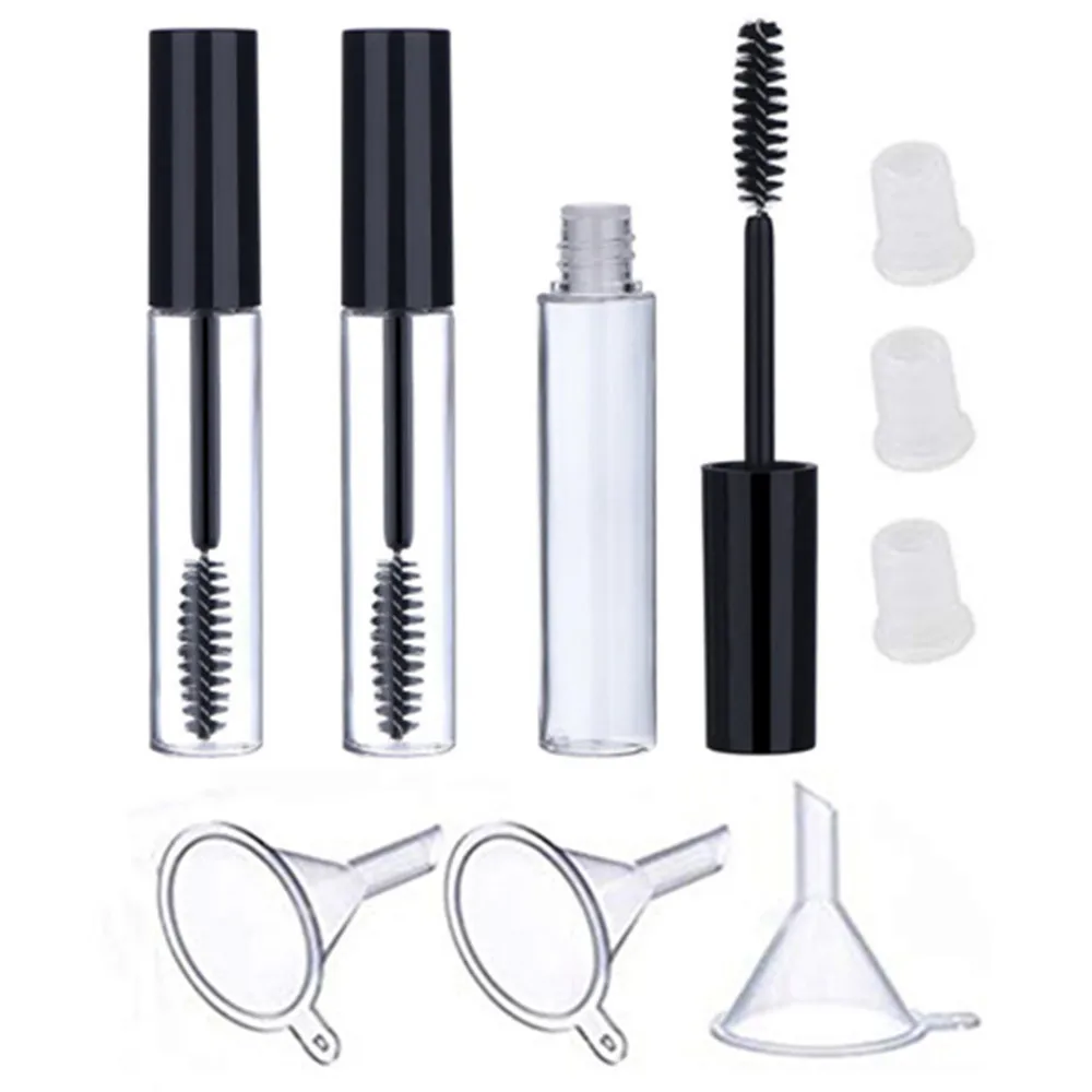 3PCS/Set 10ml Cosmetic Mascara Tube Empty Lip Gloss Eyelash Cream Vial Liquid Refillable Bottle With Funnel DIY Makeup Container