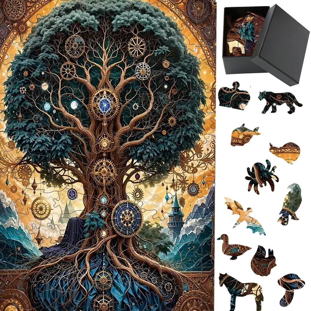 

Tree Of Life Diy 3D Wooden Puzzle Animals Wood Games For Children Craft Toys Family Interactive Games Hobby Jigsaw Puzzles