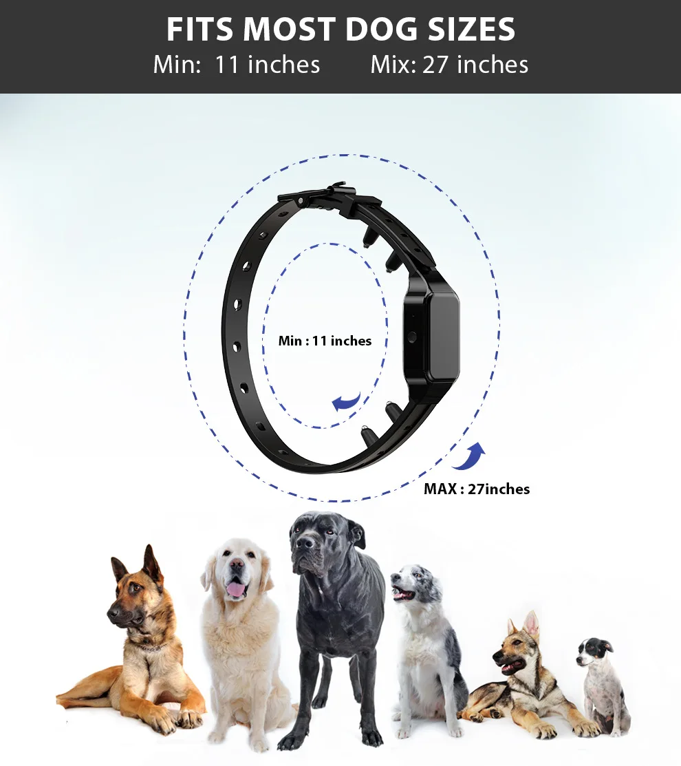 Dog Training Collar Wrap-Around Shock 1000ft Control Distance 3 Training Modes Beep Vibration Shock Dog Anti-barking Collar pet dog training collar