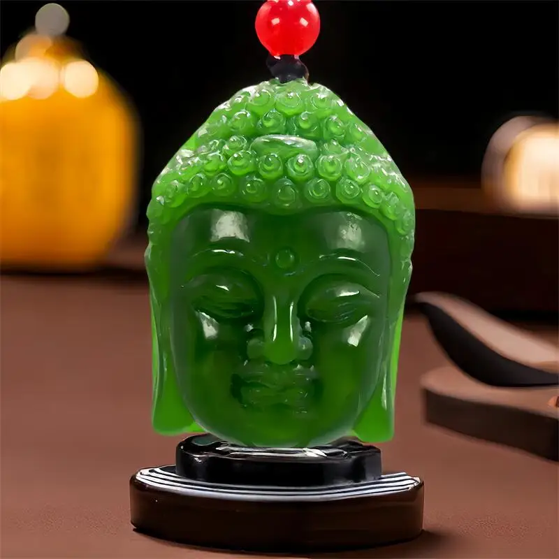 

Ожерелье из натурального зеленого нефрита с кулоном Будды, китайские дизайнерские резные ювелирные изделия, аксессуары, подарки для женщин, натуральный яшма