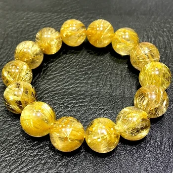 Natural yellow gold titanium crystal hair crystal bracelet copper cat's eye loose beads 108 men and women's brave handstring 1
