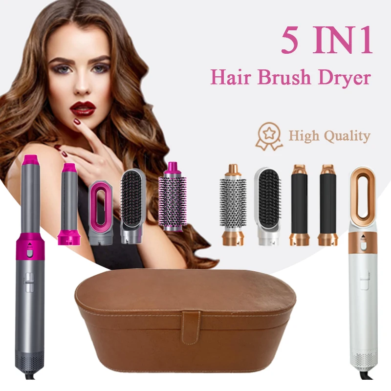 

Hair Dryer 5 In 1 Set Hot Air Comb Blow Curlers Straightener Brush With Diffuser Professional Hairdressing Equipment Tools