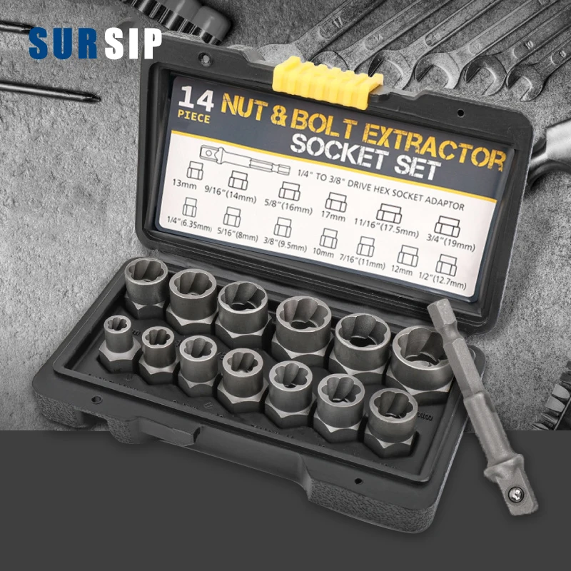 HiSpec 14pc Nut And Bolt Extractor Damaged Impact Socket