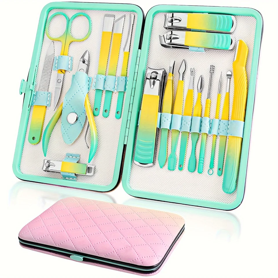 18 Piece Gradient Color Manicure Pedicure Set