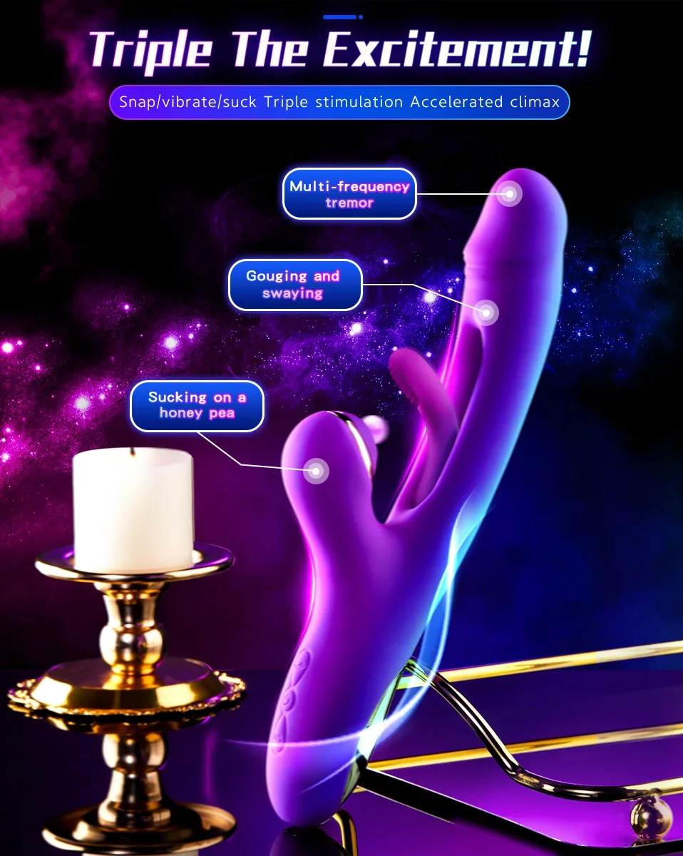 Flapping Dildo Vibrator for Women Clitoris Clit Sucker Stimulation Powerful G Spot Sex Toy Woman Female Rabbit Sucking for Adult