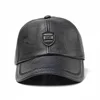 2024 New Style Men Cowhide Hat Winter Warm Outdoor Protect Ear Real Leather Adjustable Baseball Cap Men Real Cowhide Leather Cap 2