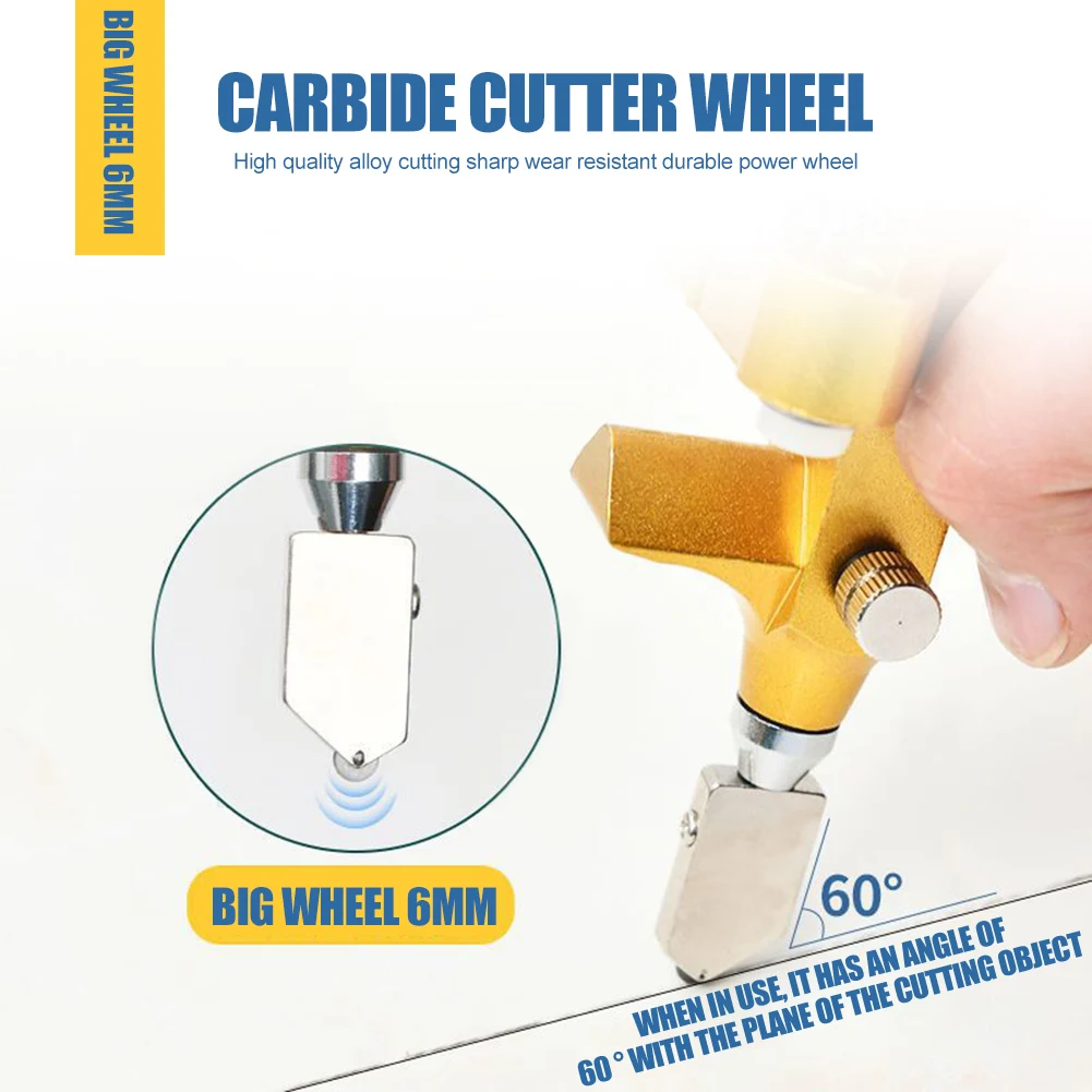 2 in 1 Ceramic Tile Opener Divider Diamond Cutting Hand Tools Portable Handheld Multifunctional Manual Glass Cutter With 2 Heads 6