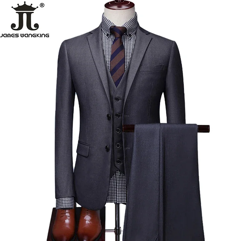 Blazer Vest Pants Solid Color Formal Business Office Suit Three-piece Set S-6XL Groom Wedding Show Dress Party mens suit
