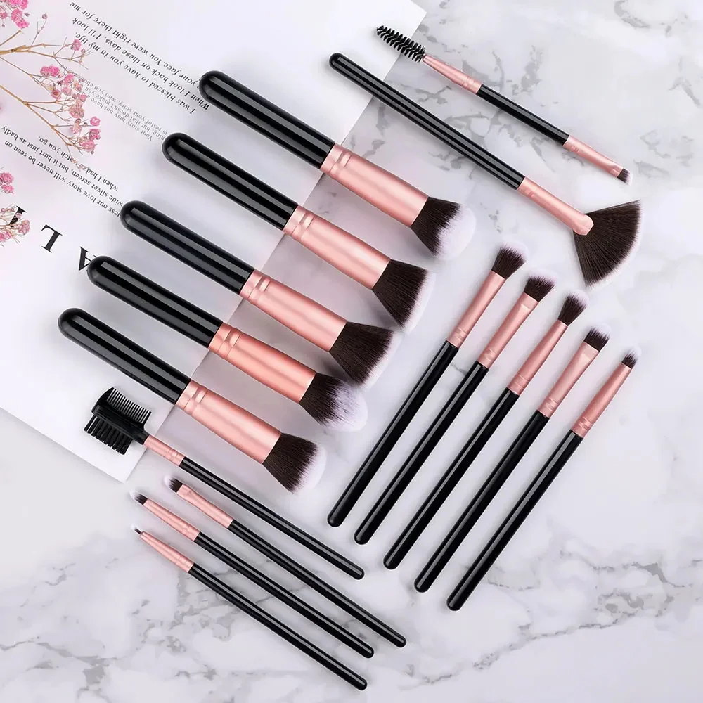 14-16pcs 미니 메이크업 브러쉬 아이섀도 브러쉬 루스 파우더 블러셔 파운데이션 브러쉬 여행용 휴대용 메이크업 브러쉬