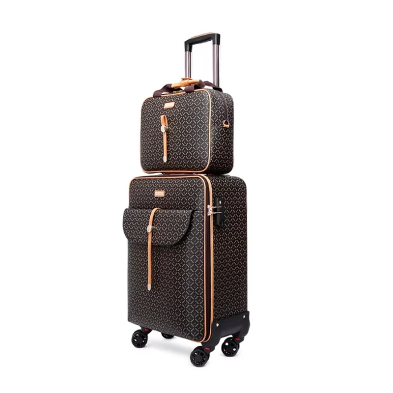 Vintage Suitcase Luxury Brand Duffle Bag Luggage with Tote Bag Travel Suitcase on Wheels 16" 20" 24" Trolley Luggage Set