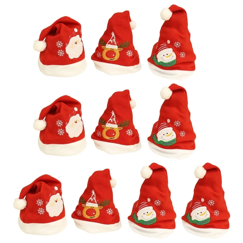 

Set of 10 Christmas Hat Adult Santa Hats for Festive Fun Festival Party Hat